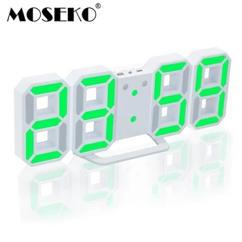 MOSEKO Electronic Digital cu LED-uri de Alarmă Ceas de Perete Modern Birou Masă, Ceas 3D cu Estompat Veioza, Snooze, Memorie Auto