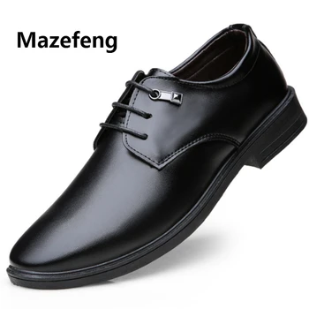 Mazefeng 2019 Nouă Primăvară Toamna Barbati Pantofi A Subliniat Deget De La Picior Solid De Sex Masculin Casual Dantela-Up Pantofi De Piele Barbati Pantofi Clasici De Afaceri