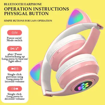 B39 Wireless Bluetooth 5.0 Set Cu Cască Fără Fir Gheare De Pisică Drăguț Urechi De Pisică De Colorat Cap De Lampă-Pliabile Montate Card Cască Roșu Net 18261