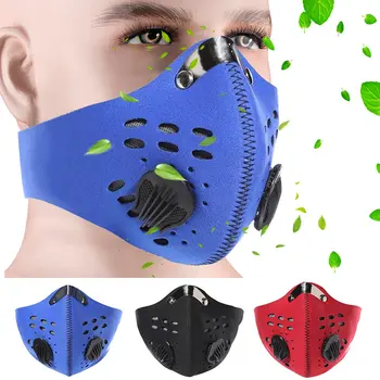 Reutilizabile Masca de Adult Fata de Gura Masca Cu Dublu Respirație Supapa Filtru Hepa Anti-Poluare mască de protecție Sport Funcționare Măști