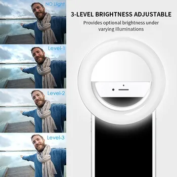 2020 HOT Selfie Inel Led Lampa USB de Incarcare de 360 de Grade Diafragma Pentru Telefonul Mobil Obiectiv Flash Reîncărcabilă Frumusete Umple de Lumină 183475