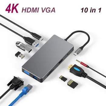 Multi USB 3.0 HDMI 4K VGA Adaptor RJ45 pentru Splitter 3-Port USB HUB USB-C Tip C pentru MacBook hub USB Laptop docking station