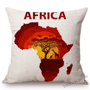 Nordic Africa Harta Trib African Modele Decorative Acasă Canapea Fetele De Perna Lenjerie Din Bumbac Viața Sălbatică A Animalelor Scaun De Birou Pernă Acoperă