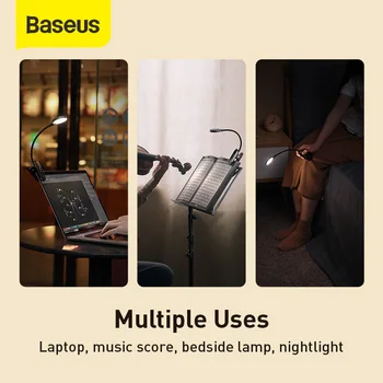 Baseus Lampa de Birou Led Clip-On Lumina de Noapte Lectură Calculator Tastatură iluminată de Protecție a Ochilor Lampa Cu USB de Încărcare Pentru Dormitor