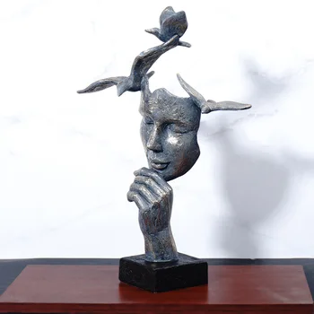 NORTHEUINS Rășină Retro Masca Figurine Miniaturale pentru Acasă Gânditor Statui Sculptura Cap Decoratiuni Interioare de Craciun Decor Birou