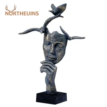 NORTHEUINS Rășină Retro Masca Figurine Miniaturale pentru Acasă Gânditor Statui Sculptura Cap Decoratiuni Interioare de Craciun Decor Birou