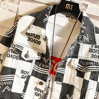 2019 vara barbati casual tendință cardigan Spălat sacou, de mari dimensiuni moda scrisoarea imprimate sacou denim scule haina de sus