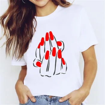 LUSLOS Femei de Vară 2020 Unghii Nail Art alcătuiesc 90 Doamnelor Doamna tricouri Top T Shirt Doamnelor Femei Grafice de sex Feminin T Haine