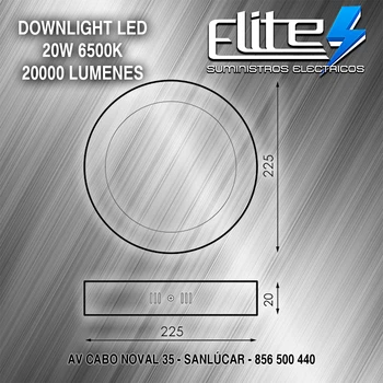 ELITE-LED DOWNLIGHT 20W suprafata 6500K 20.000 lumeni alb/aplice LED, PLAFON LED-uri, LED-uri de lumină, SALON, bucatarie
