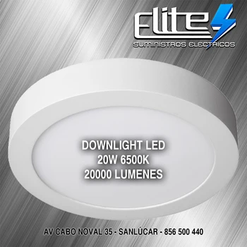 ELITE-LED DOWNLIGHT 20W suprafata 6500K 20.000 lumeni alb/aplice LED, PLAFON LED-uri, LED-uri de lumină, SALON, bucatarie