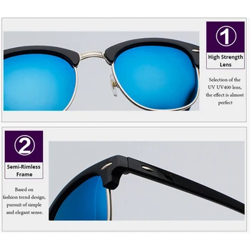 Clasic Unisex Jumătate Cadru Polarizat ochelari de Soare Pentru Bărbați și Femei ,Semi-fără ramă Flash Oglindă TAC ochelari de soare de sex Masculin Ochelari de Soare A8830 1856