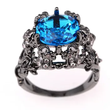 Nouă femei bărbați personalitate bijuterii broasca 925 inel argint cu cristal albastru negru aur zircon inel aniversare, bal da femei barbati cadou