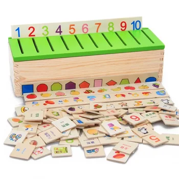 Montessori Pentru Copil din Lemn Caseta de Clasificare Cognitive de Potrivire pentru Copii de Clasificare Devreme Învăța Jucarii Educative pentru Copii 185823