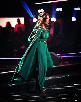 Arabia Arabe Celebritate Rochii De Seara Două Bucăți Femei Pantaloni Eveniment Formal Rochie De Bal Cu Șal Aplicatii De Dantela Caftan Marocan