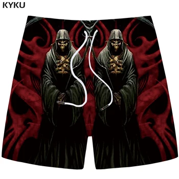 KYKU Brand Craniu pantaloni Scurți Bărbați Spațiu Casual pantaloni Scurți de Plajă Regele Gotic 3d Imprimate Negru Mens Pantaloni scurți de Marfă 2018 Moda de Vara