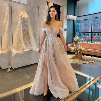 UZN Elegante de Trandafir Roz Dragă Sequined Rochie de Bal Vânzare Fierbinte De pe Umăr O-Linie Rochie de Seara Lunga Plus Dimensiunea Rochie de Petrecere