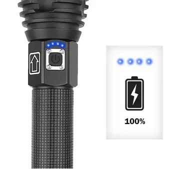 DishyKooker XHP90 LED 3 Moduri de Reglaj Lanterna cu Luminozitate Ridicată de Încărcare USB Lanterna cu 2 Baterii
