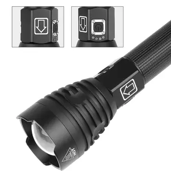 DishyKooker XHP90 LED 3 Moduri de Reglaj Lanterna cu Luminozitate Ridicată de Încărcare USB Lanterna cu 2 Baterii