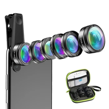 Universal 6 in 1 aparat de Fotografiat Telefon Pește Ochi Lentilă cu Unghi Larg Obiectiv Macro CPL / Star Filtru 2X tele pentru aproape toate smartphone-uri