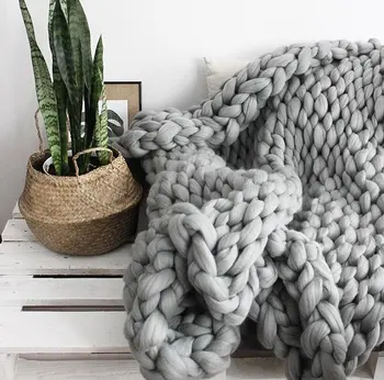 Moda Pătură de Lână Artificială Pătură Groasă de Mare de Fire Roving Tricotate Pătură Caldă Arunca Pături Canapea Acoperi Carouri pe pat