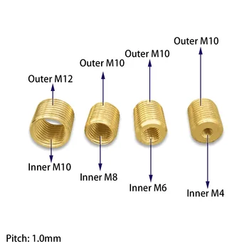 5pcs M10 M8 M5 M4 , M12 să M14/M10 Interne Și Externe Dentare Tub Tub Gol de Cupru Pur Dentare Tub Adaptor Teren 1mm 188087