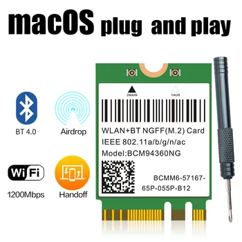 Dual band BCM94352Z 867Mbps Bluetooth 4.0, 802.11 ac BCM94360CS2 unitati solid state M. 2 WiFi WLAN Card DW1560 Pentru Laptop Windows, macOS Hakintosh