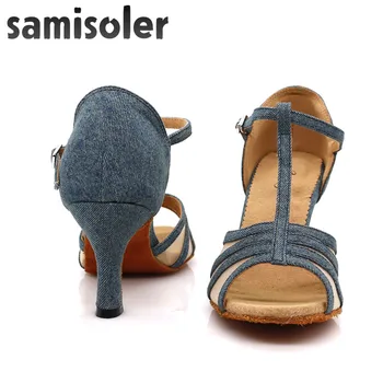 Samisoler 2018 Noi latină Pantofi de Dans Salsa Femeie Satin +PU margele de Fund Moale Dans de Moda Sandale Stras Pantofi de Bal