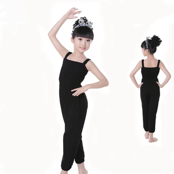 Copii Fete De Balet Tricou Salopeta Copii Bumbac Gimnastică Bretele Pantaloni Negre, Violet Balet Haine Imbracaminte