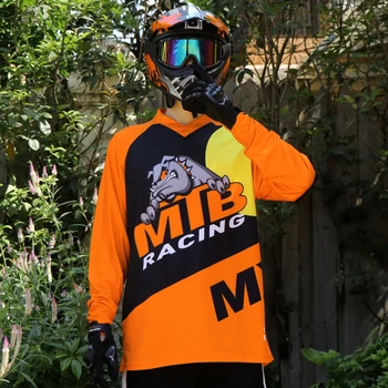MTB personalizat portocaliu câine absorbția de Umiditate și transpirație Off road DH MX mountain bike echipa Camasa maneca lunga