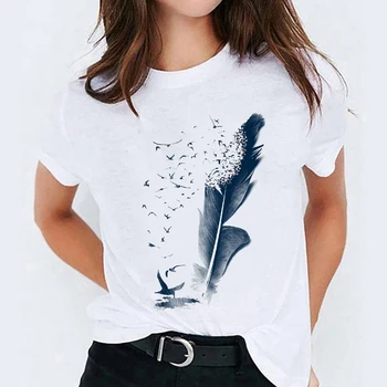 T-shirt-uri de Top pentru Femei Acuarelă Imprimare 90 de Îmbrăcăminte Stil de Imprimare Lady Femei Graphic T Shirt Doamnelor sex Feminin Tee T-Shirt