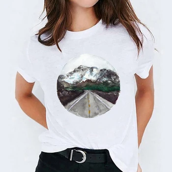 T-shirt-uri de Top pentru Femei Acuarelă Imprimare 90 de Îmbrăcăminte Stil de Imprimare Lady Femei Graphic T Shirt Doamnelor sex Feminin Tee T-Shirt