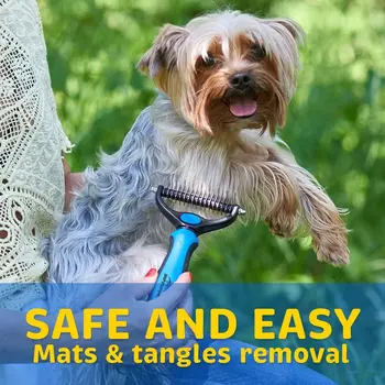 Pet Grooming Tool - 2 Fețe Subpar Rake pentru Pisici și Câini - în condiții de Siguranță Dematting Pieptene pentru Ușor de Rogojini & Incurcaturile Eliminarea câine grooming