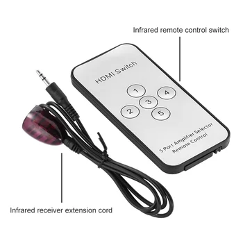 Noi 5 In 1 5Port Video HDMI Switch Selector Cu CR2025 Baterie Comutator Splitter Hub & IR de la Distanță Pentru HDTV 1080p PS3 DVD