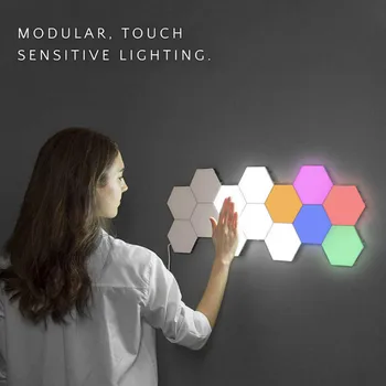 Noua Creatie a Condus Cuantice Lampă de Perete Hexagonal Modular Touch Senzor de Lumina pentru Interior Camera Lampara Acasă Decorare Dormitor de Iluminat