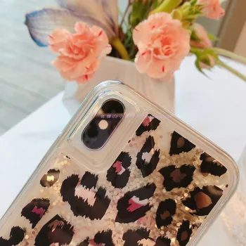 Sexy Leopard Loc nisipuri Mișcătoare Femeie Cover pentru IPhone 11 Telefon Caz Sclipici Bling Pink pentru Iphone Xr Caz 11 Pro X Xs Max 8 7 Plus