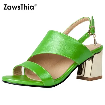 ZawsThia aur verde gladiator sandale femei de moda de vara bloc tocuri înalte, rochie de petrecere pantofi slingback sandal mare dimensiune 43 44