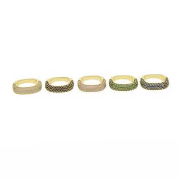 Stiva de stivuire logodna cz inel de trupa micro pave Aur 5 culori cz trupa design unic Pătrat formația de Aur pline de bijuterii