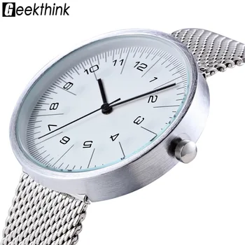 Geekthink Brand de Lux Bărbați Cuarț Ceas 2019 Plasă din Oțel Inoxidabil Trupa Impermeabil Sporturi Ceasuri bărbătești Cadouri horloges mannen #o
