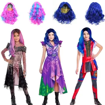Descendenții 3 Mal Bertha Maleficent Trăiască Răul Drept Violet copii adulți Peruca Cosplay + Salopete costum de halloween pentru copii