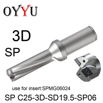 SP C25-3D-SD19.5-SP06 indexabile a introduce burghiul 19.5 mm U Foraj 3D SPMG060204 Gaură mică adâncime Răcire gaura originale din fabrică