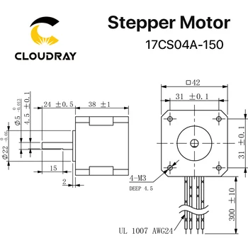 Cloudray Nema 17 Motor pas cu pas 40Ncm 1.5 O 2 Faze de 38mm Motor pas cu pas 4-plumb pentru imprimantă 3D CNC Gravura Mașină de Frezat