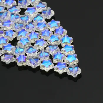 100BUC 8MM Sticla Star Margele Albastru Transparent Margele Spacer Pentru Copii Manual Colier Brățară DIY Bijuterii Cadou Face