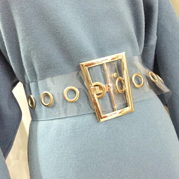 2019 moda Trapez aur de Metal Cataramă Centura de la Brâu Lat de Femeie Transparent culoare curea pentru Rochie de Blugi de sex Feminin Betelie Curele