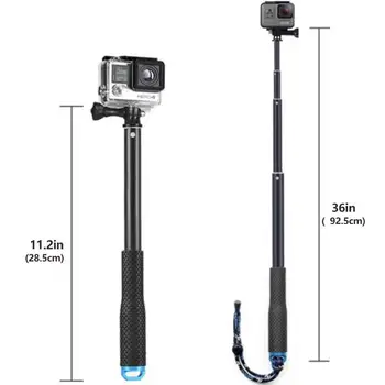 În aer liber Telescopic Prelungire Tija Monopod Polul Sport Camera Mount pentru GoPro Hero 3+/4/3/2/5 rezistent la apa Selfie Stick