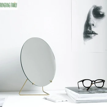 Nordic HD Oglindă de Machiaj Desktop Acasă Fier Oglindă Cosmetică Creative Metal Rotund oglindă Dormitor Simplu Girl Make Up Oglindă
