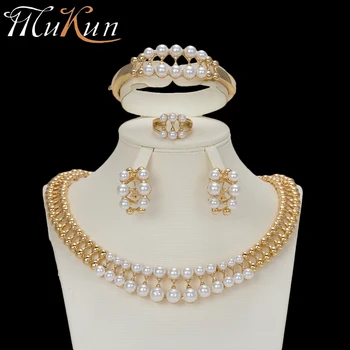 MuKun moda turcească seturi de bijuterii pentru femei colier de perle nigerian margele bijuterii set pentru nunti Mireasa ziua îndrăgostiților cadou