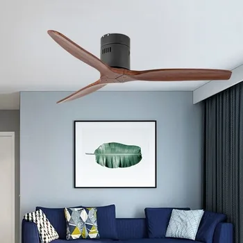Din lemn masiv nu se aprinde nici un ventilator de tavan cu control de la distanță dormitor podea joasă American de uz casnic frecvență fan DC ventilator lămpi Acasă