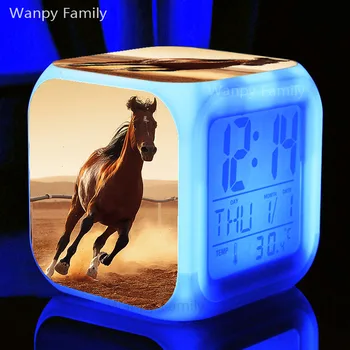 Pășuni Animal Cal Alarmă Ceas Pentru camera Copiilor Desktop Multifuncțional Color Schimbarea Digital Ceas cu Alarmă