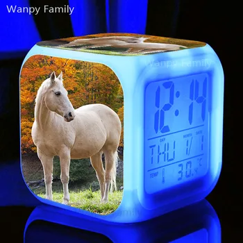 Pășuni Animal Cal Alarmă Ceas Pentru camera Copiilor Desktop Multifuncțional Color Schimbarea Digital Ceas cu Alarmă