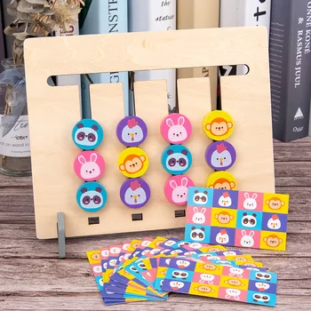 Lemn Montessori Jucărie Patru Culori/ Fructe Dublă față-Verso de Potrivire Joc de Raționament Logic de Formare Copii Jucarii Educative pentru Copii
